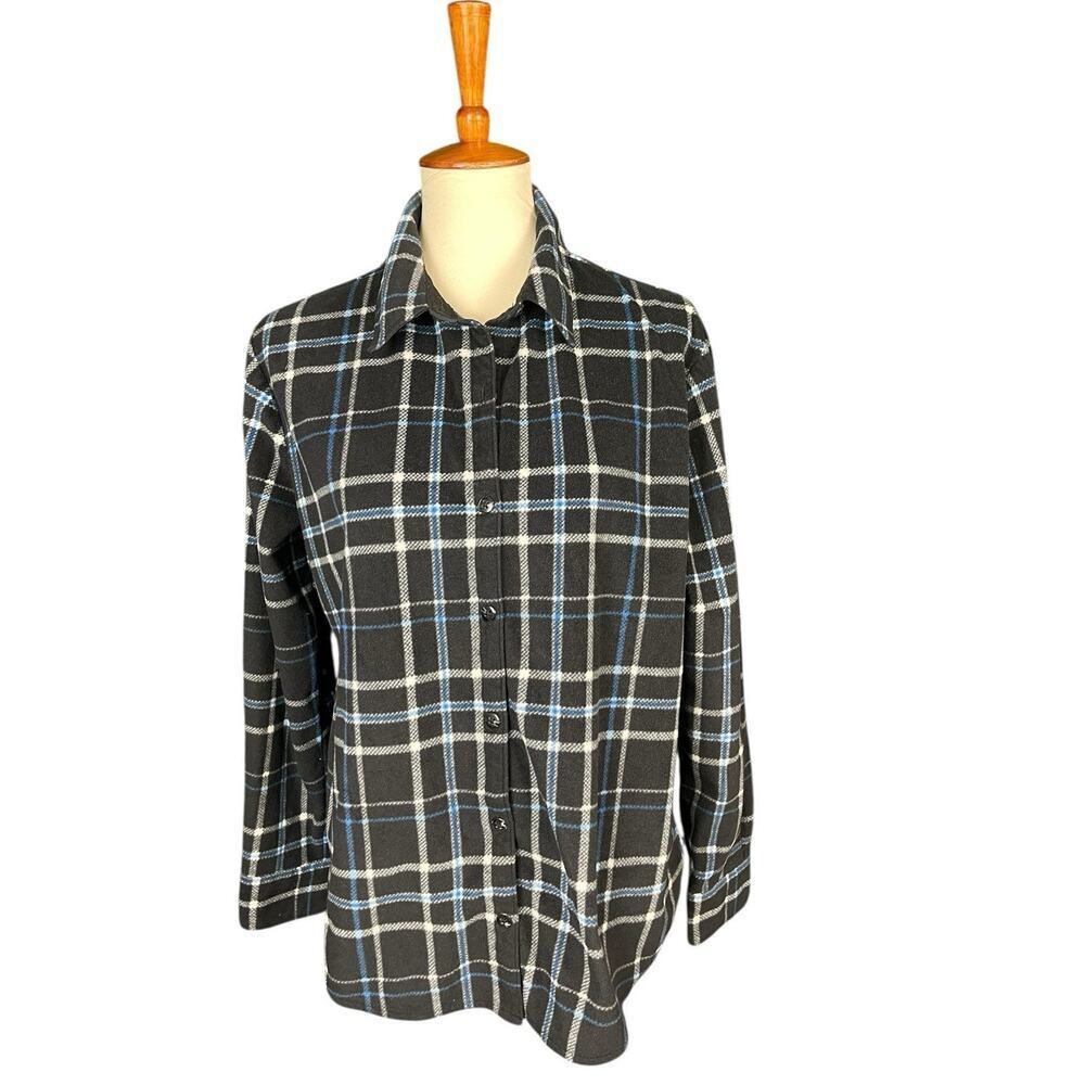 Lee Riders Flannel Shirt Black Plaid Grunge Unisex Men Size L Hipster Camp Soft - Picture 4 of 7
